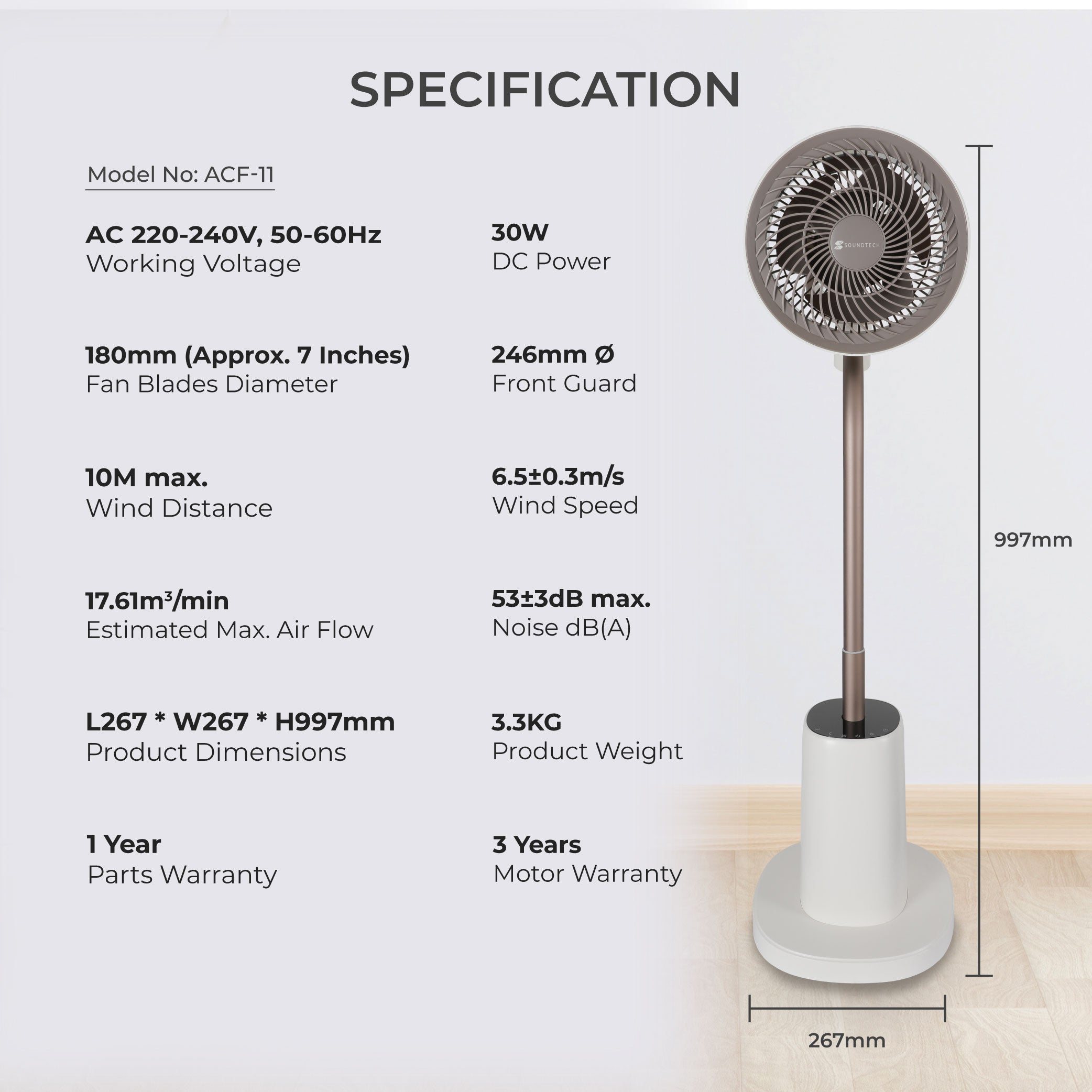 7 inch DC Motor Jet Air Circulator Fan