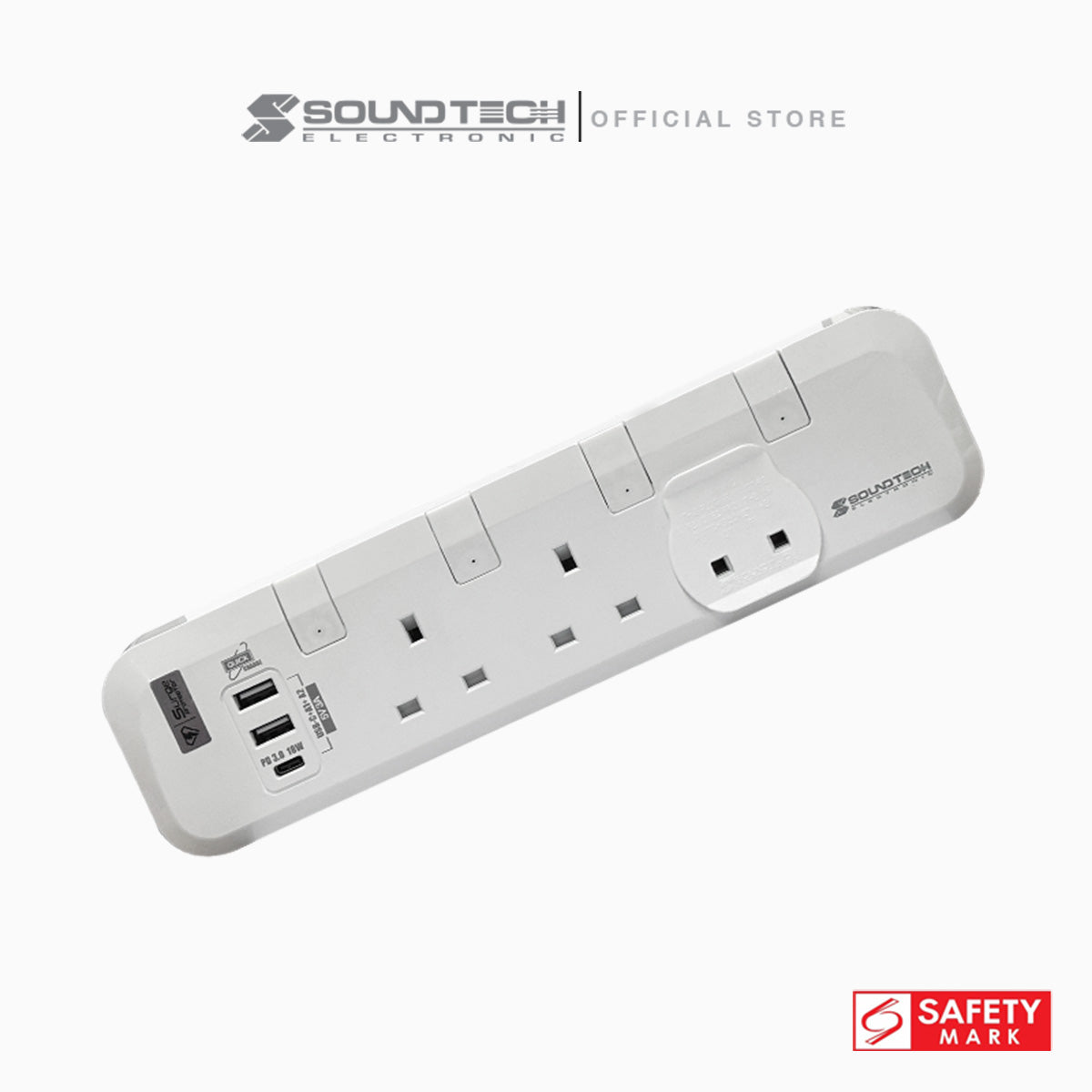 3Way 3M USB A+C Quick Charger Power Strip With Surge Protection