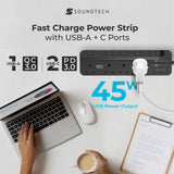 Power Strip with 45Watts USB A+C Quick Charger