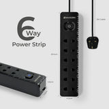 6 Way 2-Pin Power Socket 2 Metres