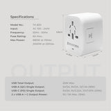 Travel Adaptor with 20W Four USB-A+C Quick Charger