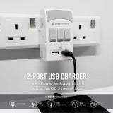 3 Outlets Adaptor W/Smart 2.1A USB and Switch