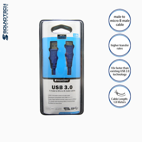 USB 3.0 A MALE TO MICRO B MALE CABLE